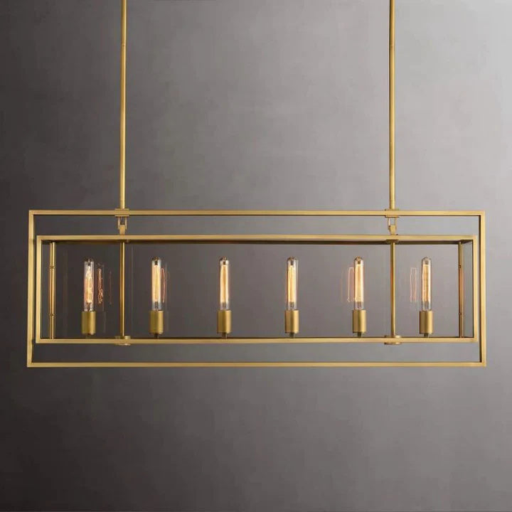 Opus Glass Rectangular Chandelier 54"