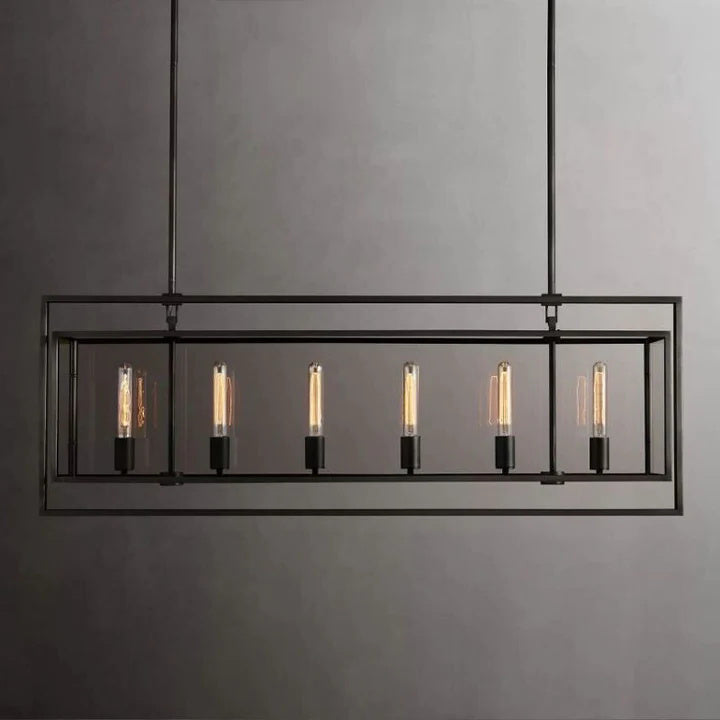 Opus Glass Rectangular Chandelier 54"