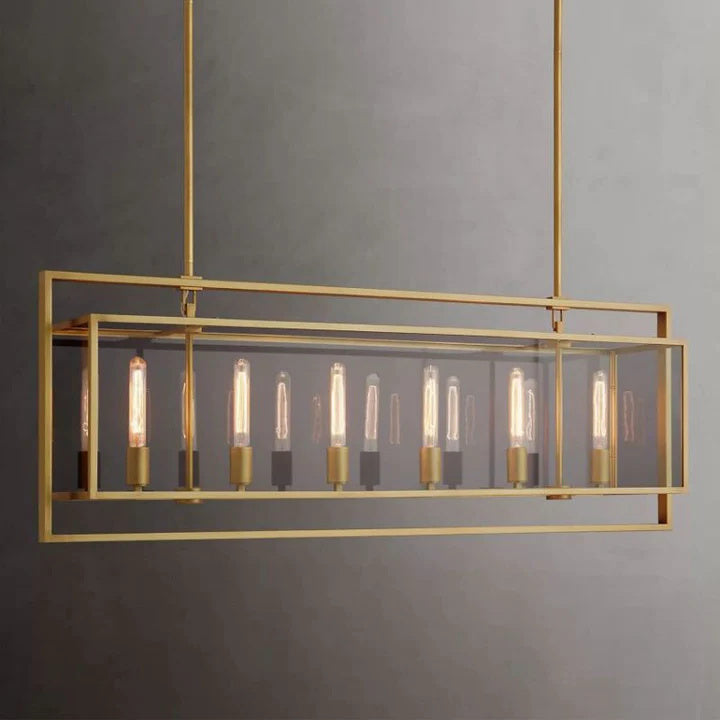 Opus Glass Rectangular Chandelier 54"
