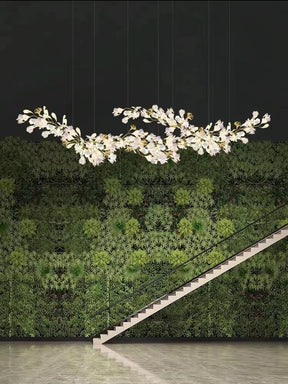Porcelain Linear Gold Ginkgo Chandelier