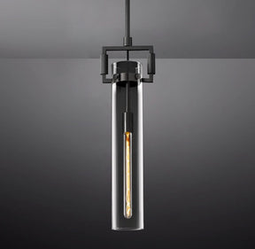 Queena Modern Machinist Glass Cylinder Pendant Light
