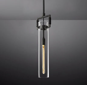 Queena Modern Machinist Glass Cylinder Pendant Light
