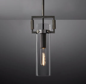 Queena Modern Machinist Glass Cylinder Pendant Light