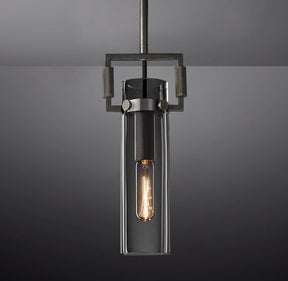 Queena Modern Machinist Glass Cylinder Pendant Light