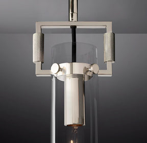 Queena Modern Machinist Glass Cylinder Pendant Light