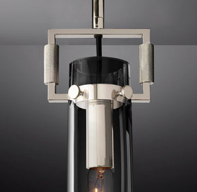 Queena Modern Machinist Glass Cylinder Pendant Light