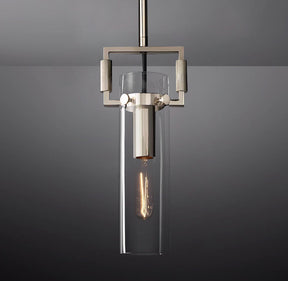 Queena Modern Machinist Glass Cylinder Pendant Light