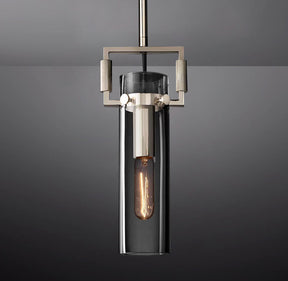 Queena Modern Machinist Glass Cylinder Pendant Light