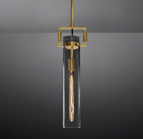 Queena Modern Machinist Glass Cylinder Pendant Light