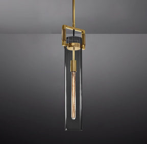 Queena Modern Machinist Glass Cylinder Pendant Light