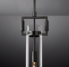 Queena Modern Machinist Glass Cylinder Pendant Light