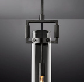 Queena Modern Machinist Glass Cylinder Pendant Light