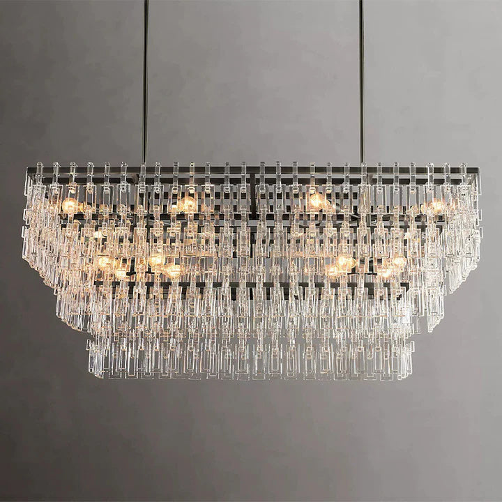 Radot 3 Tier Crystal Rectangular Chandelier 60"