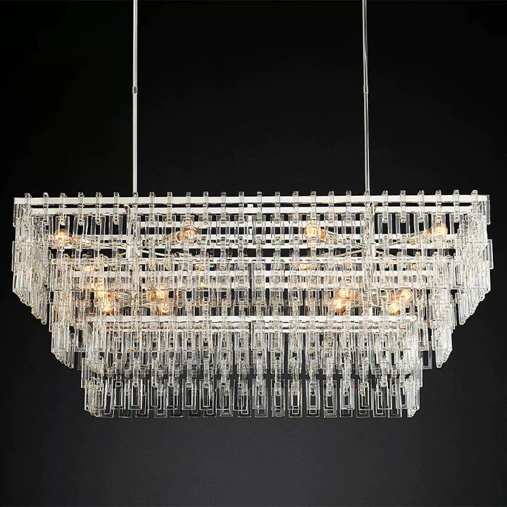 Radot 3 Tier Crystal Rectangular Chandelier 60"