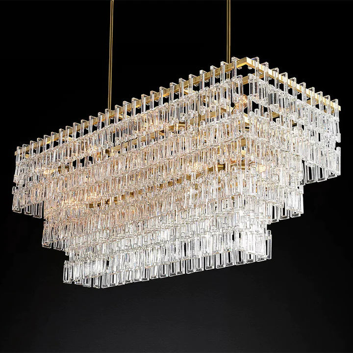 Radot 3 Tier Crystal Rectangular Chandelier 60"