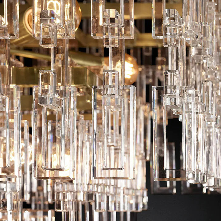 Radot 3 Tier Crystal Rectangular Chandelier 60"
