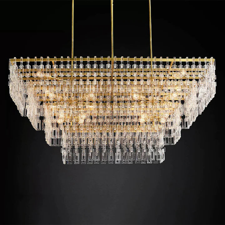 Radot 4 Tier Crystal Rectangular Chandelier 72"