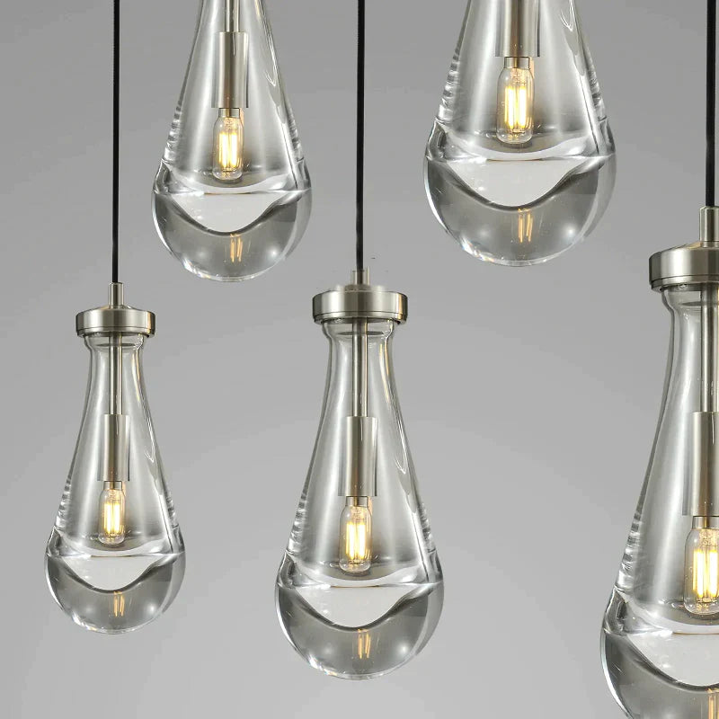 Raindrop Modern 5-light Cord Linear Chandelier Over Dining Table