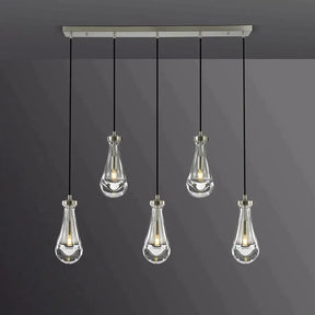 Raindrop Modern 5-light Cord Linear Chandelier Over Dining Table