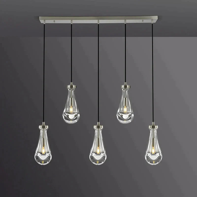 Raindrop Modern 5-light Cord Linear Chandelier Over Dining Table
