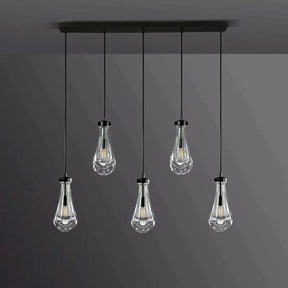 Raindrop Modern 5-light Cord Linear Chandelier Over Dining Table