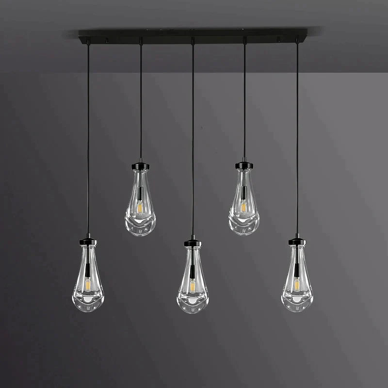 Raindrop Modern 5-light Cord Linear Chandelier Over Dining Table