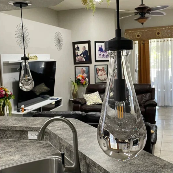 Raindrop Modern Glass Kitchen Island Pendant Light