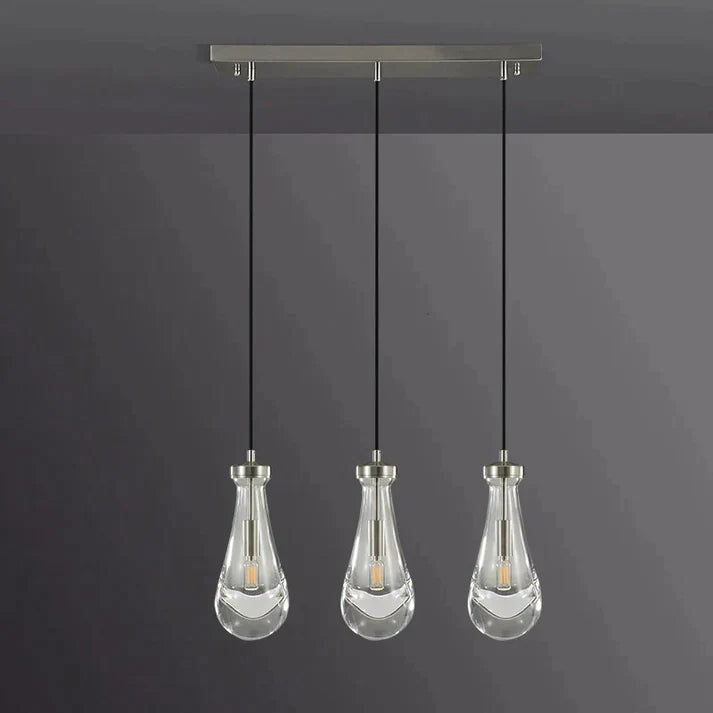 Raindrop Modern Linear Chandelier 3 Lights 22"L (Cord), Kitchen Island Chandelier