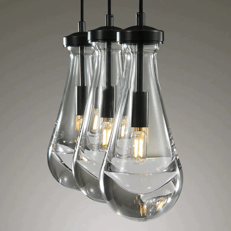 Raindrop Modern Linear Chandelier 3 Lights 22"L (Cord), Kitchen Island Chandelier