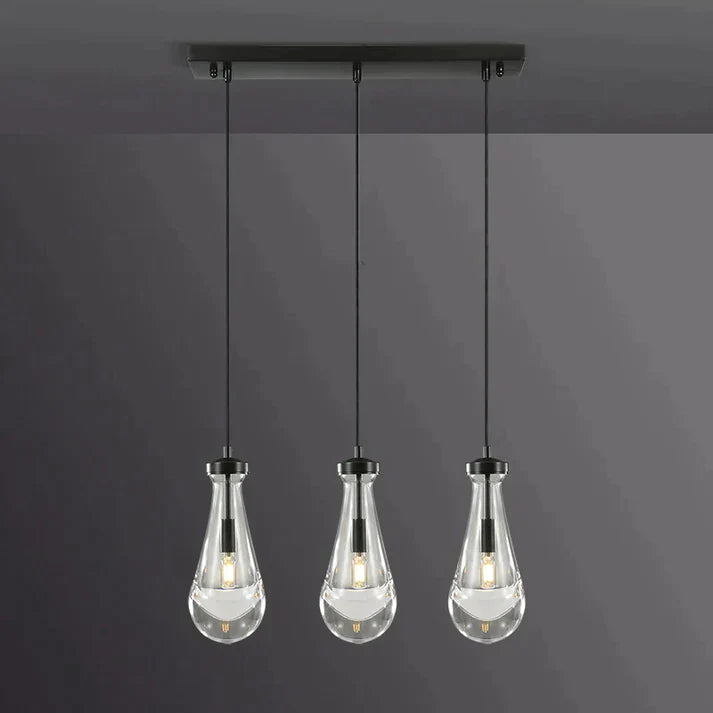 Raindrop Modern Linear Chandelier 3 Lights 22"L (Cord), Kitchen Island Chandelier