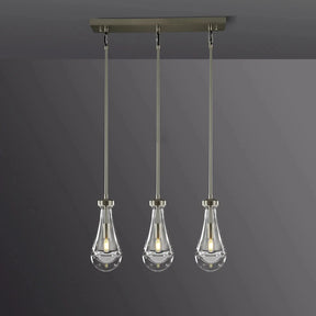 Raindrop Modern Linear Chandelier 3 Lights 22"L (Cord), Kitchen Island Chandelier