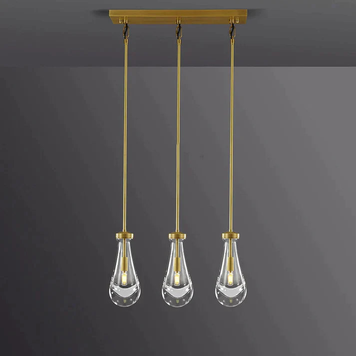 Raindrop Modern Linear Chandelier 3 Lights 22"L (Cord), Kitchen Island Chandelier