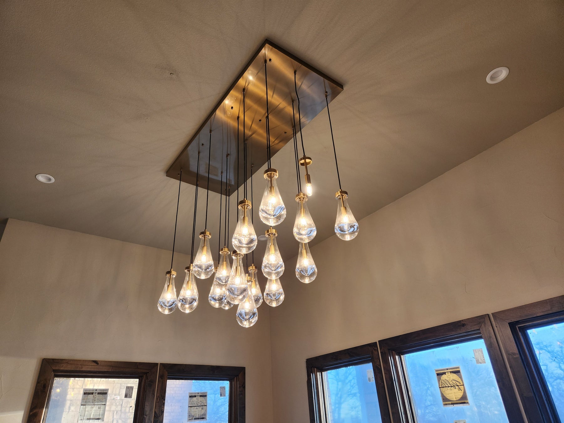 Raindrop Rectangular Chandelier W54" 13-Lights