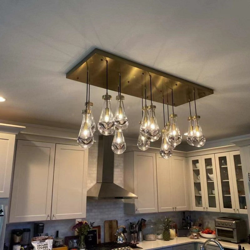 Raindrop Rectangular Chandelier W54" 13-Lights