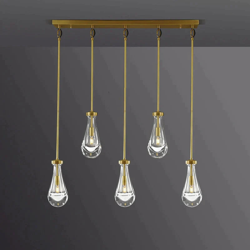 Raindrops Modern Glass Linear Chandelier 36'' 5-light( Rod)