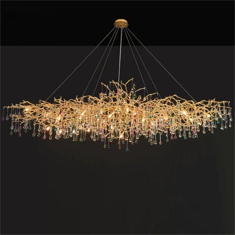 Runl Colorful Crystal Aluminum Branch Chandelier