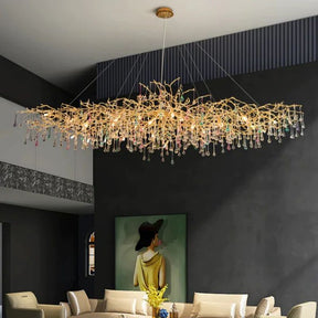 Runl Colorful Crystal Aluminum Branch Chandelier