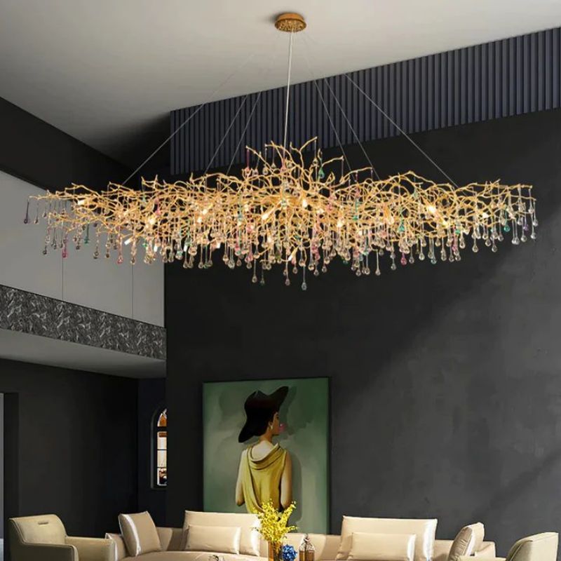 Runl Colorful Crystal Aluminum Branch Chandelier