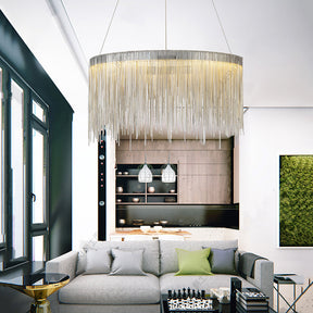 Tammy Aluminum Chain Tassel Round Chandelier for Living Room