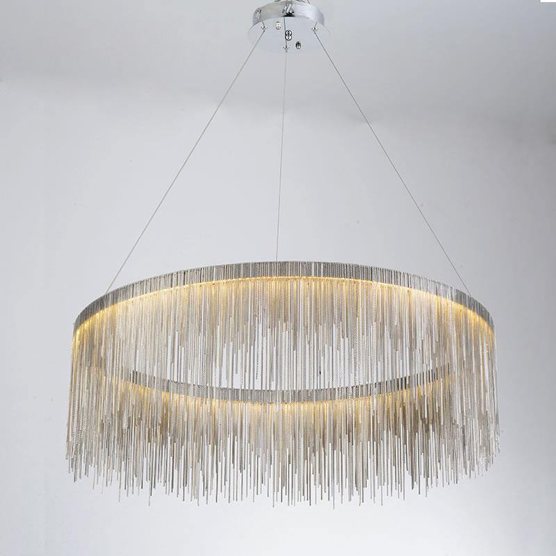 Tammy Aluminum Chain Tassel Round Chandelier for Living Room