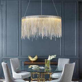 Tammy Aluminum Chain Tassel Round Chandelier for Living Room