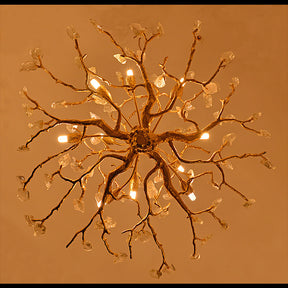 Tree-Shaped Chandelier with Rock Crystal Decorated